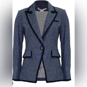 Veronica Beard Hali virgin wool houndstooth blue blazer